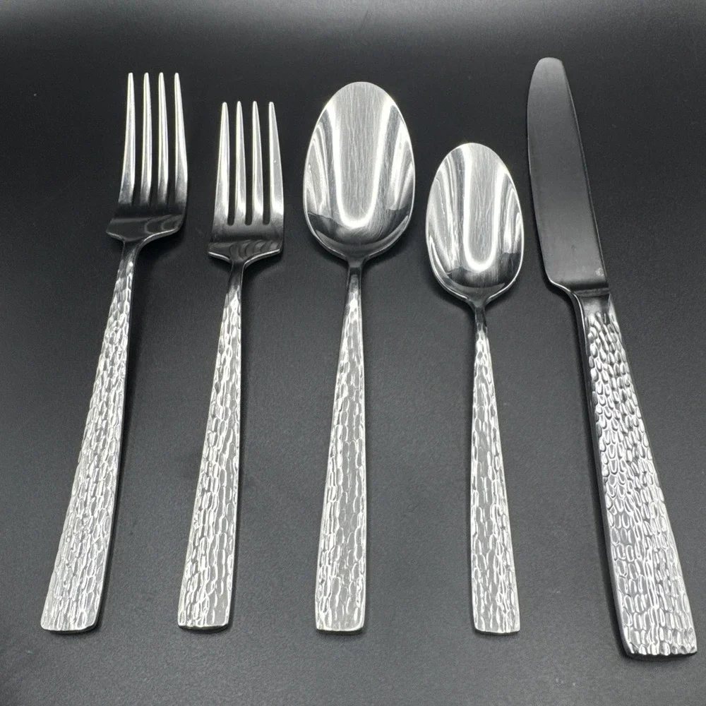 Mikasa Oliver Flatware Forks Spoons Knives Dinner Salad Lot Stainless Hammered